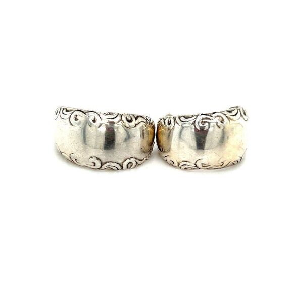Silver 925 Half Hoops Earrings - Picture 1 of 5